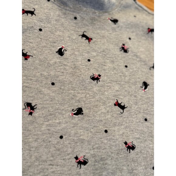 Christmas Cats Graphic Print Turtleneck Gray Size Small Petite Womens - Picture 2 of 4